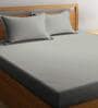Grey Solid 400 TC Cotton 1 King Bedsheet With 2 Pillow Covers