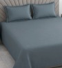 Grey Solid 400 TC Cotton Satin Superking Size Bedsheet With 2 Pillow Covers