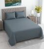 Grey Solid 400 TC Cotton Satin Superking Size Bedsheet With 2 Pillow Covers
