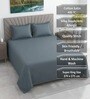 Grey Solid 400 TC Cotton Satin Superking Size Bedsheet With 2 Pillow Covers