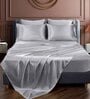 Grey Solid 400 TC Satin Queen Fitted Bedsheet with 2 Satin Pillow covers