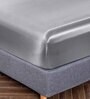 Grey Solid 400 TC Satin Queen Fitted Bedsheet with 2 Satin Pillow covers
