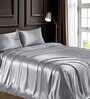 Grey Solid 400 TC Satin Queen Fitted Bedsheet with 2 Satin Pillow covers