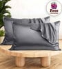 Grey Solid 400 TC Silk 2 Pillow Covers With 3 Scrunchies Free