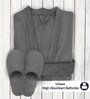 Grey Solid Caldezonia Microfiber Women Bath Robe With Slippers