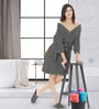 Grey Solid Caldezonia Microfiber Women Bath Robe With Slippers