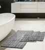 Grey Solid Cotton 16x24 Inches Anti Skid Bath Mat