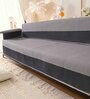 Grey Solid Cotton 2 Seater Sofa Cover with Arm Rest Cover