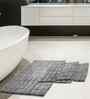 Grey Solid Cotton 28x47 Inches Anti Skid Bath Mat