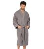 Grey Solid Cotton Men Bath Robe With Belt (L)