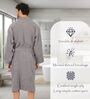 Grey Solid Cotton Men Bath Robe With Belt (M)