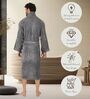 Grey Solid Cotton Men Bath Robe With Belt (M)