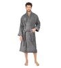 Grey Solid Cotton Men Bath Robe With Belt (M)