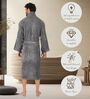 Grey Solid Cotton Men Bath Robe With Belt (S)