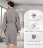 Grey Solid Cotton Men Bath Robe With Belt (S)