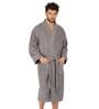 Grey Solid Cotton Men Bath Robe With Belt (XL)