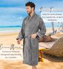 Grey Solid Cotton Men Bath Robe With Belt (XL)