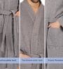 Grey Solid Cotton Men Bath Robe With Belt (XL)
