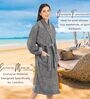 Grey Solid Cotton Women Bath Robe With Belt (L)