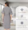 Grey Solid Cotton Women Bath Robe With Belt (M)
