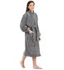 Grey Solid Cotton Women Bath Robe With Belt (S)