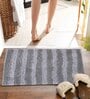 Grey Striped MicroFibre 14x10 Inches Antiskid Bath Mats