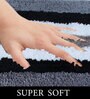 Grey Striped Microfibre 23x15 Inches AntiSkid Bath Mat