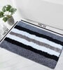 Grey Striped Microfibre 23x15 Inches AntiSkid Bath Mat