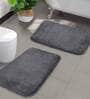 Grey Solid Microfibre 24x16 Inches AntiSkid Bath Mat (Set of 2)