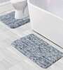 Grey Solid Polyester 28x20 Inches AntiSkid 1 Bathmat & 1 Contour Mat