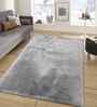 Grey Solid Polyester 4x6 Feet Machine Made Carpet