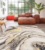 Grey Abstract Polypropylene 4 ft x 6 ft Machine Made Carpet