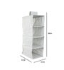 Grey Solid Polypropylene  Foldable Cupboard Hanging Cloth Organiser With 4 Shelves