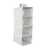 Grey Solid Polypropylene  Foldable Cupboard Hanging Cloth Organiser With 4 Shelves
