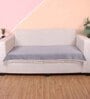 Grey Solid Velvet 1 Seater Quilted Sofa Cover (Protector) with Tassel