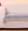 Grey Solid Velvet 1 Seater Quilted Sofa Cover (Protector) with Tassel