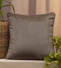 Grey Solid Velvet 16 x 16 Inches Cushion Cover