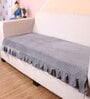 Grey Solid Velvet 2 Seater Quilted Sofa Cover (Protector) with Frill