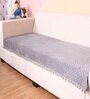 Grey Solid Velvet 2 Seater Quilted Sofa Cover (Protector) with Pompom