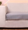 Grey Solid Velvet 2 Seater Quilted Sofa Cover (Protector) with Pompom