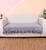 Grey Solid Velvet 3 Seater Quilted Sofa Cover (Protector) with Frill