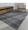 Grey Solid Wool & Viscose 8 ft x 10 ft Hand Woven Carpet