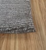Grey Solid Wool and Viscose 3'6 ft X 14 ft Hand Woven Runner