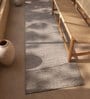Grey Solid Wool and Viscose 3'6 ft X 14 ft Hand Woven Runner