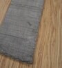 Grey Solid Wool and Viscose 3'6 ft X 14 ft Hand Woven Runner