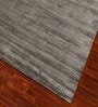 Grey Solid Wool and Viscose 5 ft X 8 ft Hand Woven Rectangle Carpet