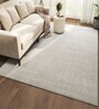 Grey Solid Wool and Viscose 5 ft X 8 ft Hand Woven Carpet