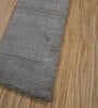 Grey Solid Wool and Viscose 6'6 ft X 14 ft Hand Woven Runner
