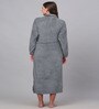 Grey Solid Woolen Women Bath Robe With Belt (XL)