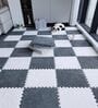 12 Pcs Grey and White Square Plush Puzzle Floor Tiles Kids and Playing Mats